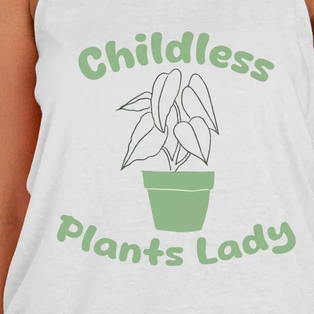 Childless Plant Lady Funny Garden Art For Women Plant Lover Women's Knotted Racerback Tank