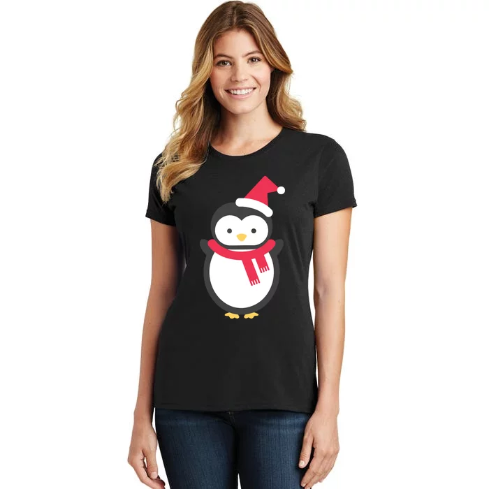 Cute Penguin Lover Gift Santa Penguin Christmas Women's T-Shirt