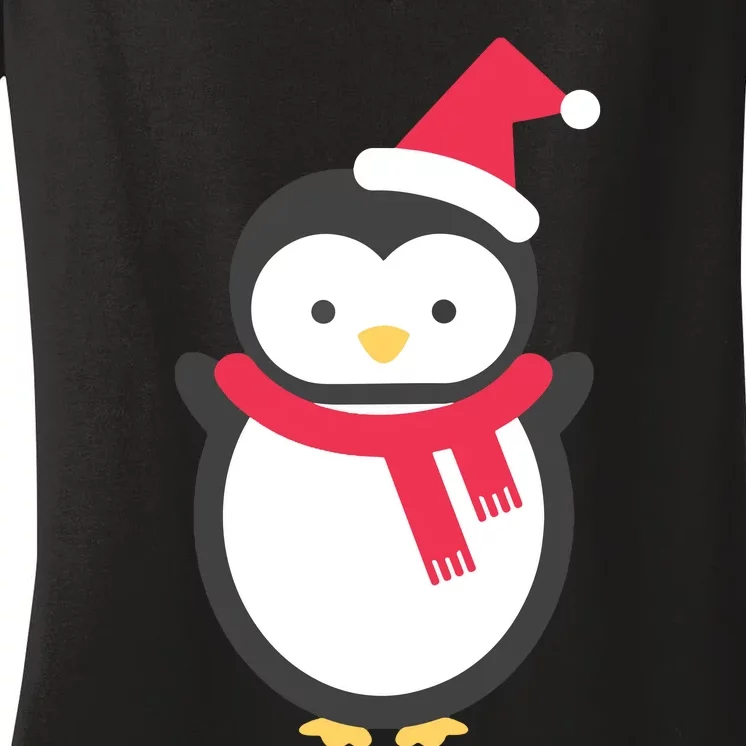 Cute Penguin Lover Gift Santa Penguin Christmas Women's V-Neck T-Shirt