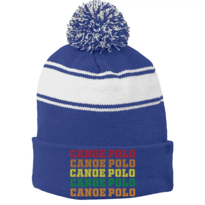 Canoe Polo Lettering Costume Love Water Sports Gift Stripe Pom Pom Beanie