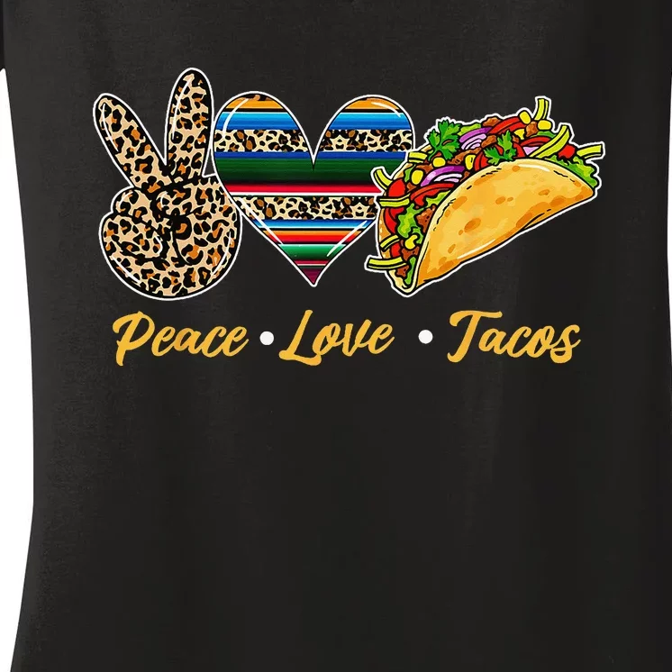 Cute Peace Love Tacos Cute Taco Tuesday Mexican Food Lovers Women's V-Neck T-Shirt