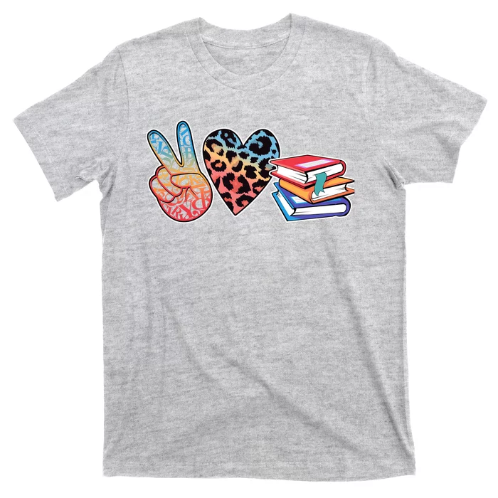 Cute Peace Love Books Reading Fan Book Lover T-Shirt