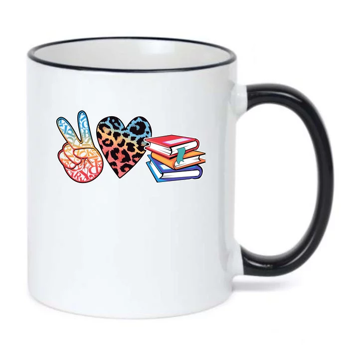 Cute Peace Love Books Reading Fan Book Lover Black Color Changing Mug