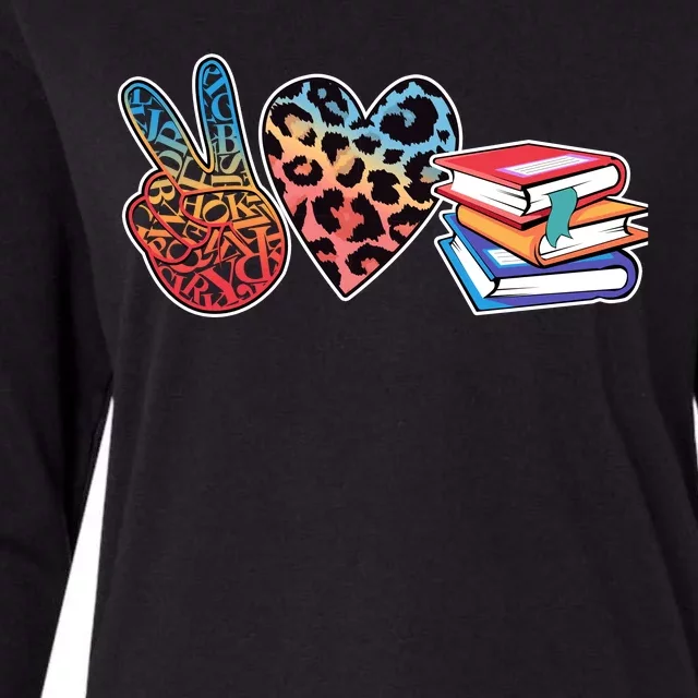 Cute Peace Love Books Reading Fan Book Lover Womens Cotton Relaxed Long Sleeve T-Shirt