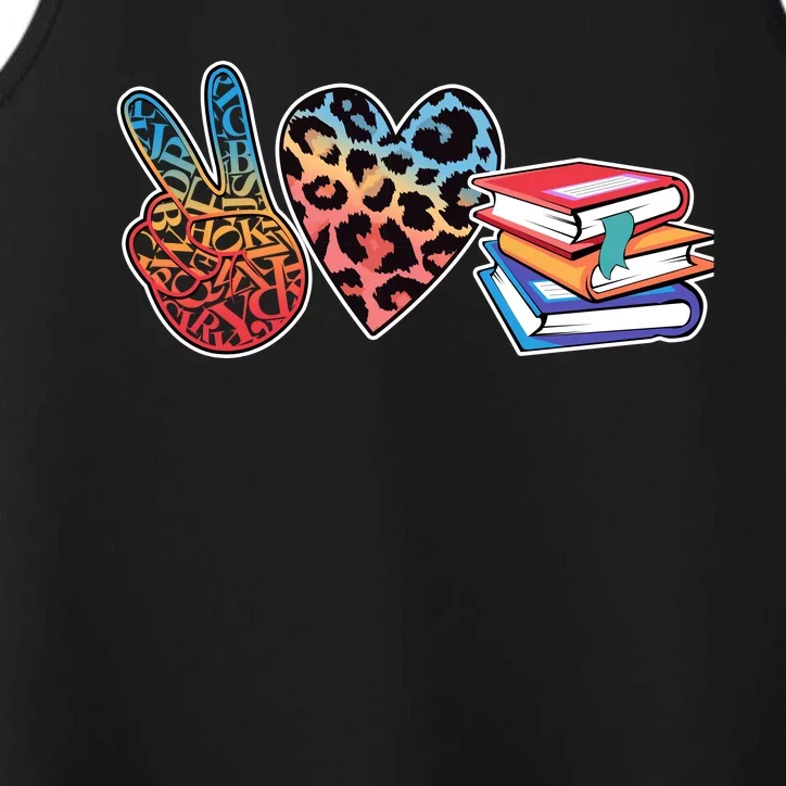 Cute Peace Love Books Reading Fan Book Lover Performance Tank