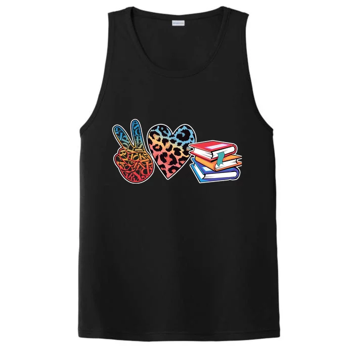 Cute Peace Love Books Reading Fan Book Lover Performance Tank