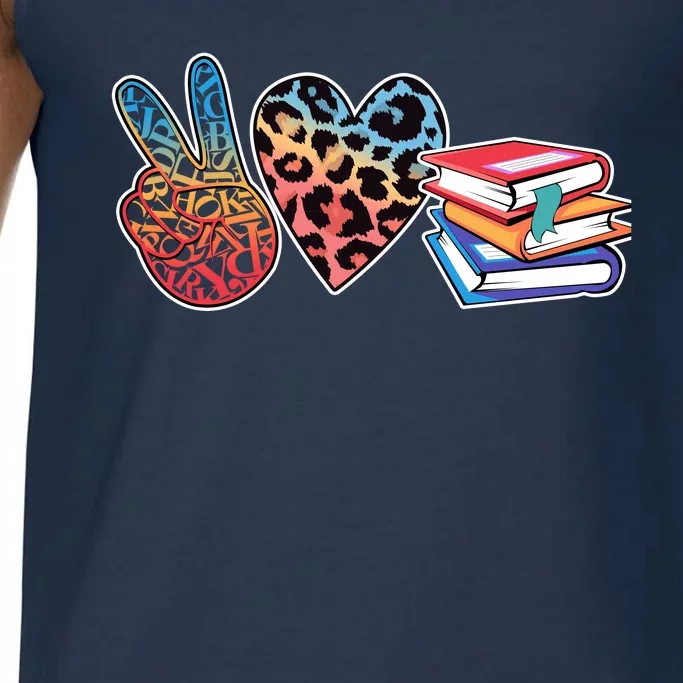 Cute Peace Love Books Reading Fan Book Lover Comfort Colors® Tank Top