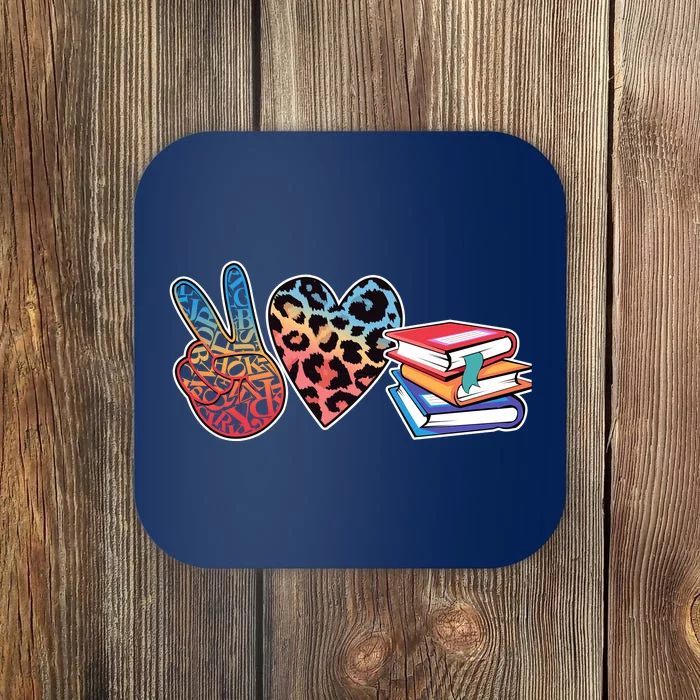 Cute Peace Love Books Reading Fan Book Lover Coaster