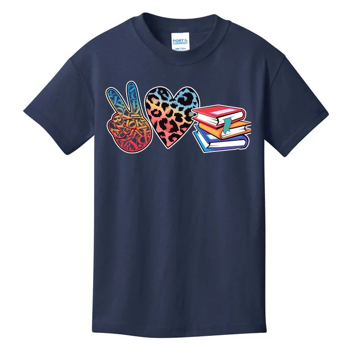 Cute Peace Love Books Reading Fan Book Lover Kids T-Shirt