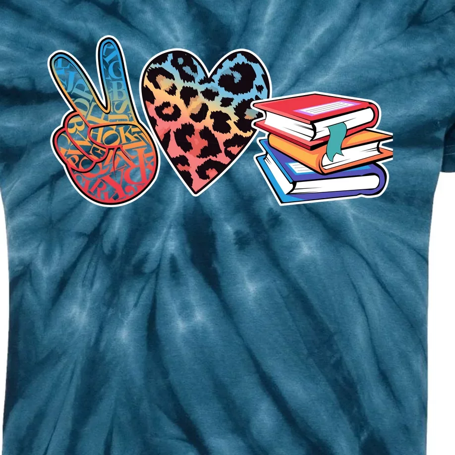 Cute Peace Love Books Reading Fan Book Lover Kids Tie-Dye T-Shirt