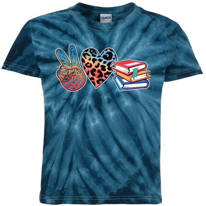 Cute Peace Love Books Reading Fan Book Lover Kids Tie-Dye T-Shirt