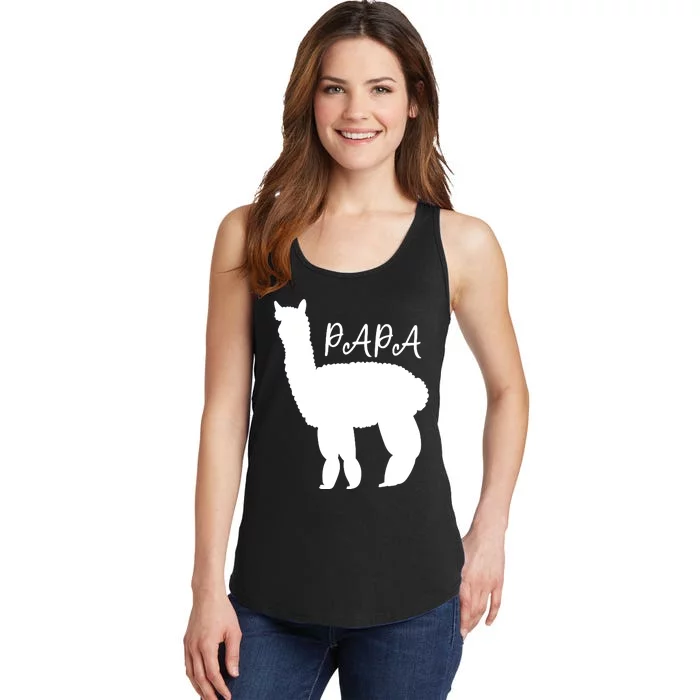 Cute Papa Llama Animal Dad Ladies Essential Tank