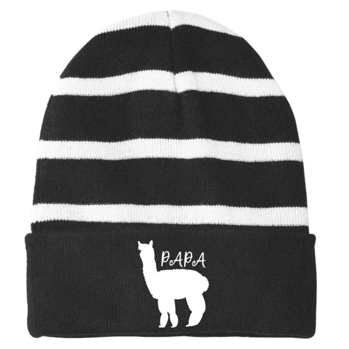 Cute Papa Llama Animal Dad Striped Beanie with Solid Band