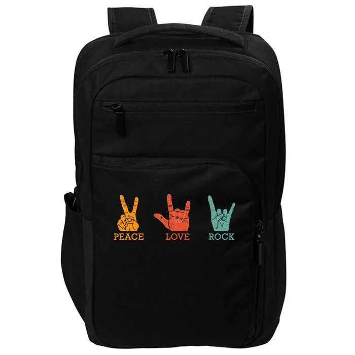 Classic Peace Love Rock Vintage Concert Band Rock Music Impact Tech Backpack