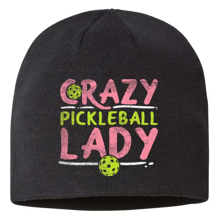 Crazy Pickleball Lady Funny Pickle Ball Sport Women Gift 8 1/2in Sustainable Knit Beanie