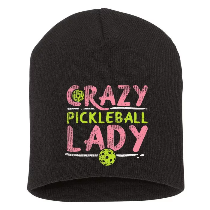 Crazy Pickleball Lady Funny Pickle Ball Sport Women Gift Short Acrylic Beanie