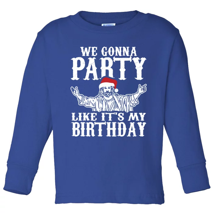 Christmas Party Like Its My Birthday Jesus Christmas Cool Gift Toddler Long Sleeve Shirt