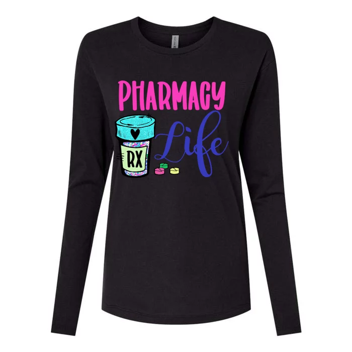 Cute Pharmacy Life Medication Pill Pharmacist Pharmacy Tech Gift Womens Cotton Relaxed Long Sleeve T-Shirt