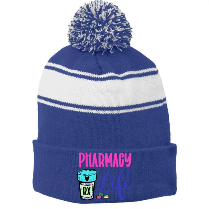 Cute Pharmacy Life Medication Pill Pharmacist Pharmacy Tech Gift Stripe Pom Pom Beanie