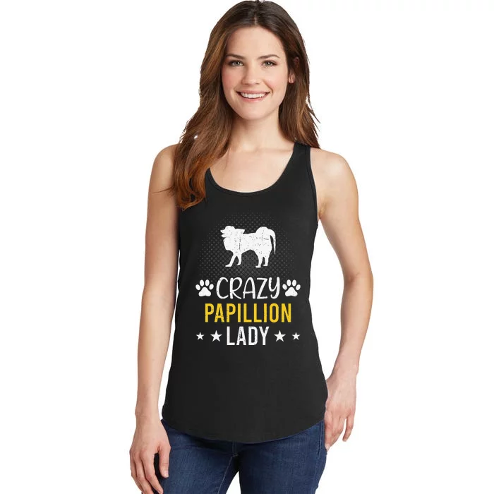 Crazy Papillion Lady Dog Lover Ladies Essential Tank