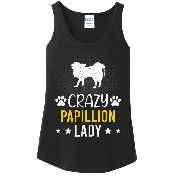 Crazy Papillion Lady Dog Lover Ladies Essential Tank