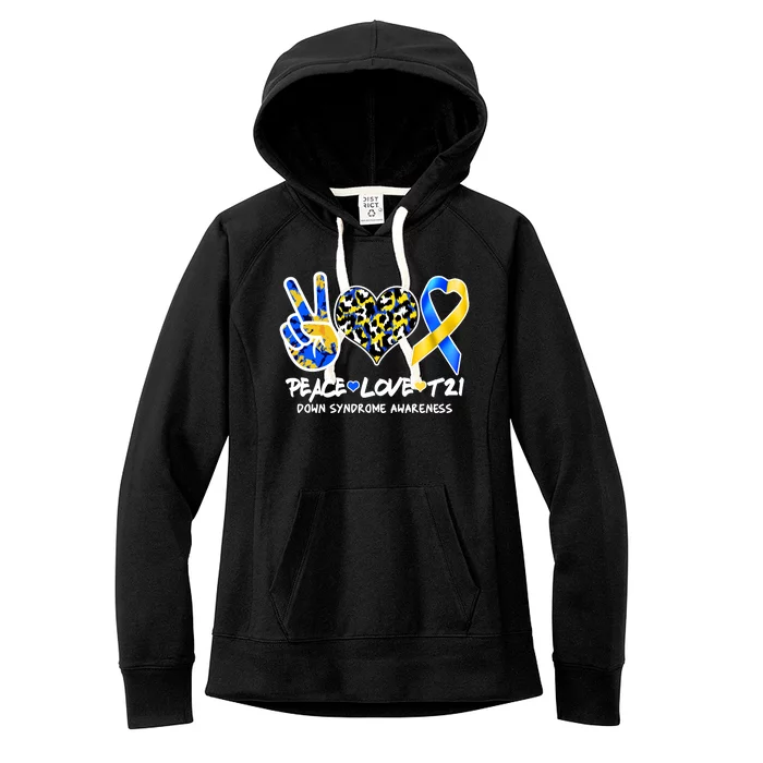 Cool Peace Love T21 Down Syndrome Awareness Support Women's Fleece Hoodie