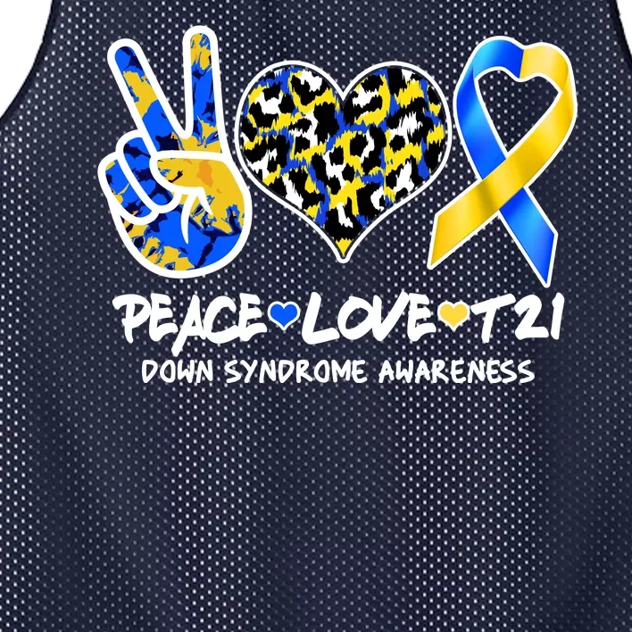 Cool Peace Love T21 Down Syndrome Awareness Support Mesh Reversible Basketball Jersey Tank