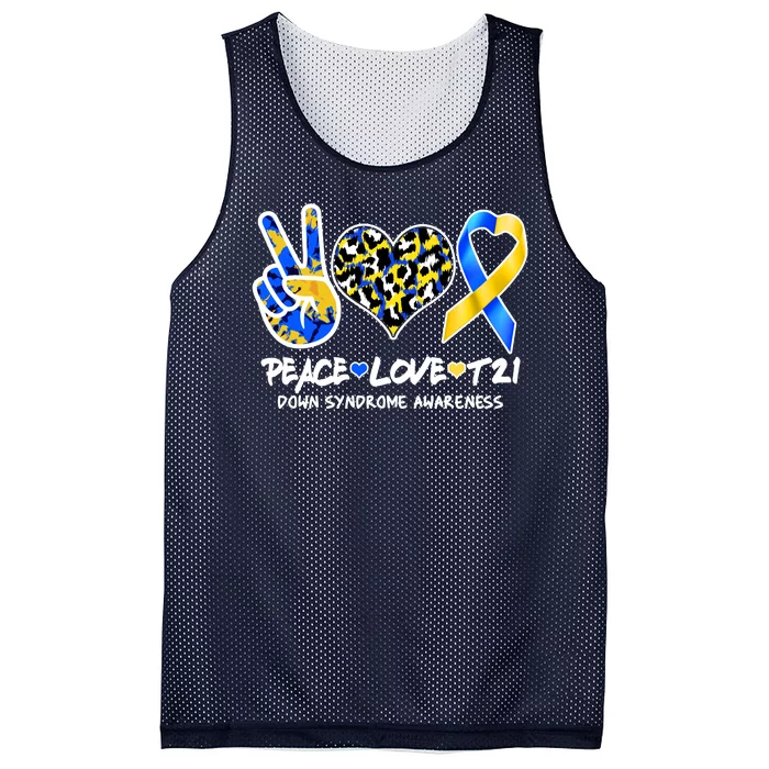 Cool Peace Love T21 Down Syndrome Awareness Support Mesh Reversible Basketball Jersey Tank