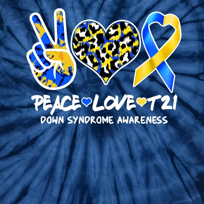 Cool Peace Love T21 Down Syndrome Awareness Support Tie-Dye T-Shirt