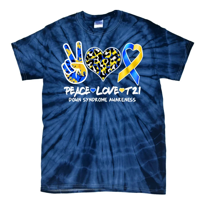 Cool Peace Love T21 Down Syndrome Awareness Support Tie-Dye T-Shirt