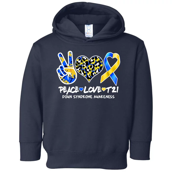 Cool Peace Love T21 Down Syndrome Awareness Support Toddler Hoodie