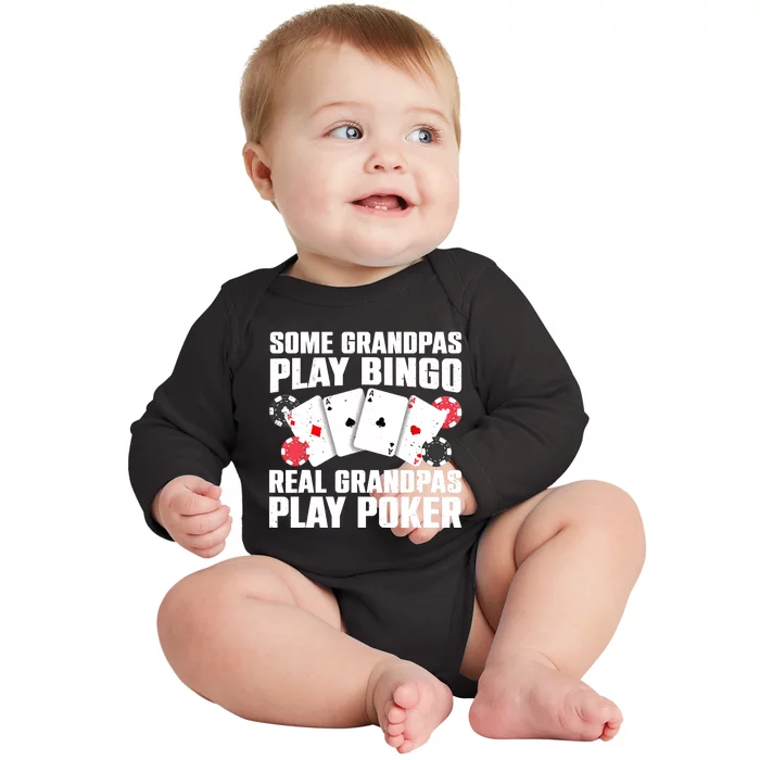 Cool Poker Lover Art For Grandpa Casino Card Gambling Baby Long Sleeve Bodysuit