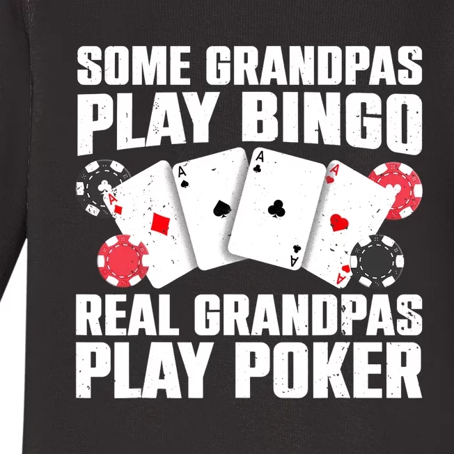 Cool Poker Lover Art For Grandpa Casino Card Gambling Baby Long Sleeve Bodysuit