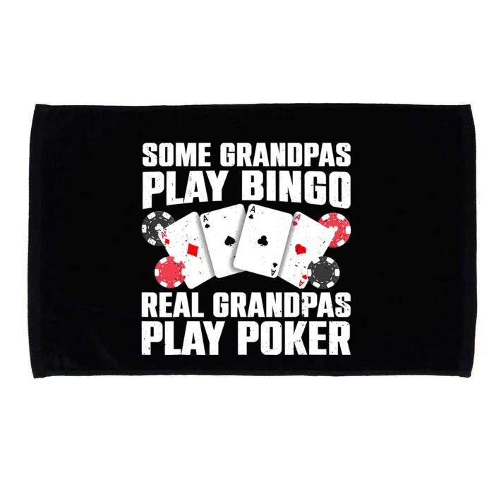 Cool Poker Lover Art For Grandpa Casino Card Gambling Microfiber Hand Towel