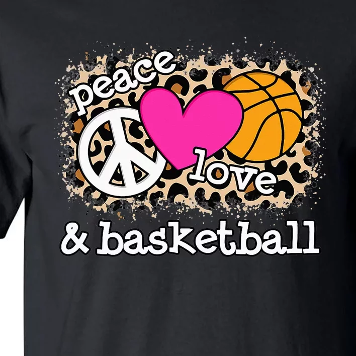 Cute Peace Love Basketball Leopard Print Tall T-Shirt