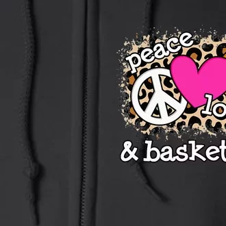 Cute Peace Love Basketball Leopard Print Full Zip Hoodie