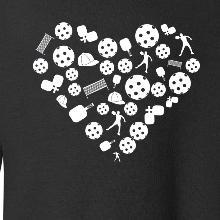 Cool Pickleball Lovers Gifts Heart Shape Valentines Day Toddler Sweatshirt