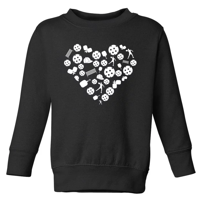 Cool Pickleball Lovers Gifts Heart Shape Valentines Day Toddler Sweatshirt