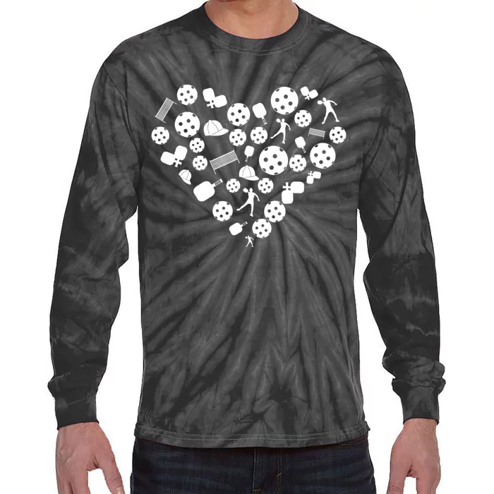 Cool Pickleball Lovers Gifts Heart Shape Valentines Day Tie-Dye Long Sleeve Shirt