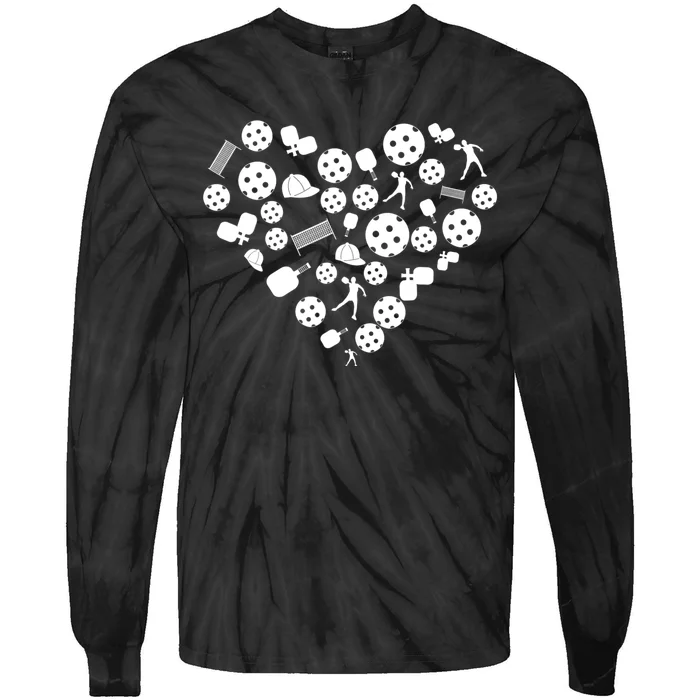 Cool Pickleball Lovers Gifts Heart Shape Valentines Day Tie-Dye Long Sleeve Shirt