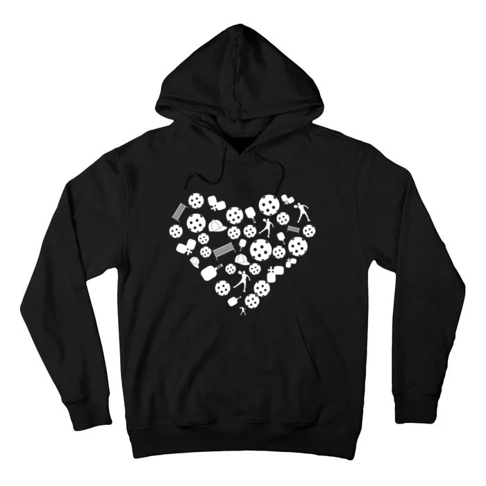 Cool Pickleball Lovers Gifts Heart Shape Valentines Day Tall Hoodie