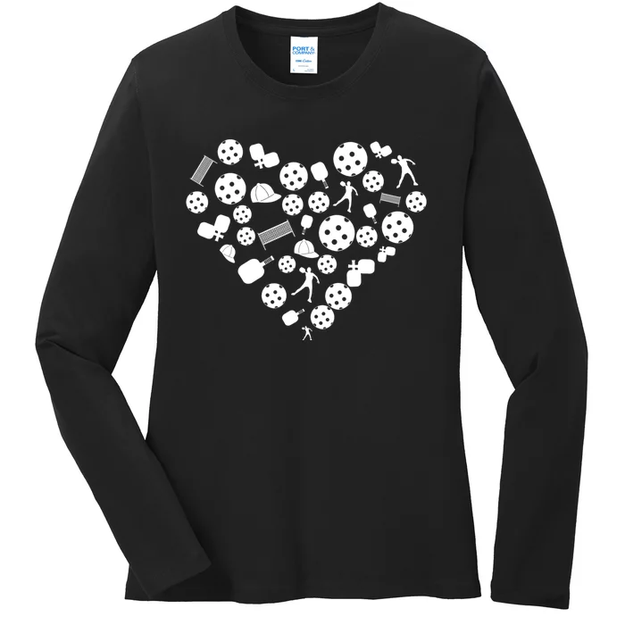 Cool Pickleball Lovers Gifts Heart Shape Valentines Day Ladies Long Sleeve Shirt