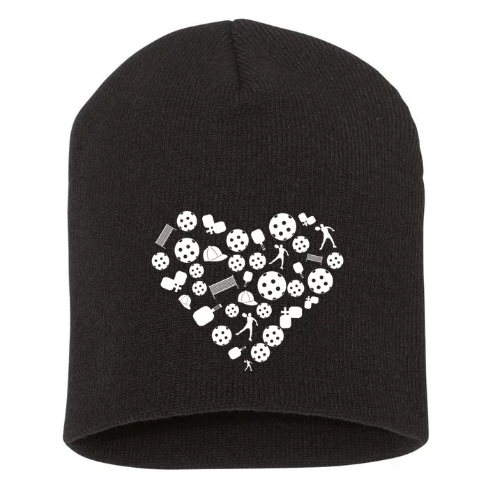 Cool Pickleball Lovers Gifts Heart Shape Valentines Day Short Acrylic Beanie