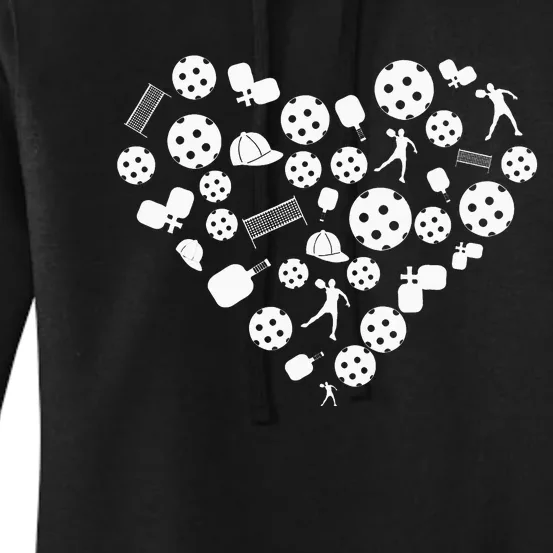 Cool Pickleball lovers Gifts Heart Shape Valentines Day Women's Pullover Hoodie