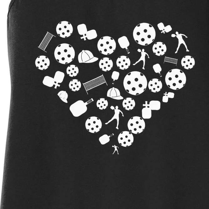 Cool Pickleball lovers Gifts Heart Shape Valentines Day Women's Racerback Tank