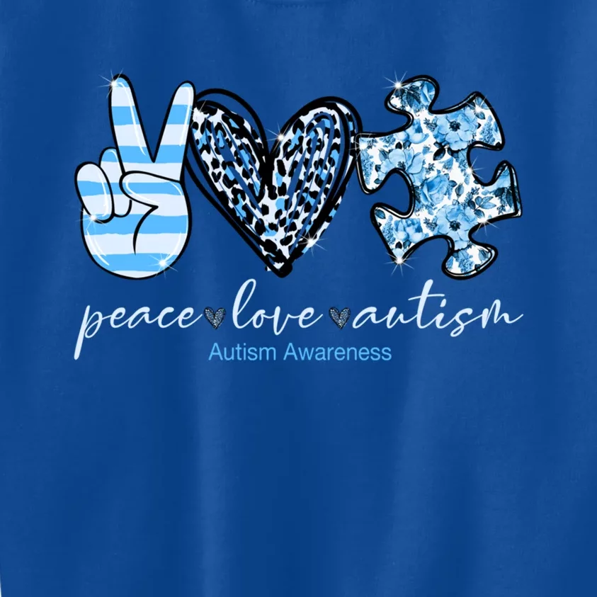 Cute Peace Love Autism Awareness Asd Teacher Cute Gift Kids Sweatshirt