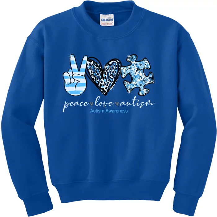 Cute Peace Love Autism Awareness Asd Teacher Cute Gift Kids Sweatshirt