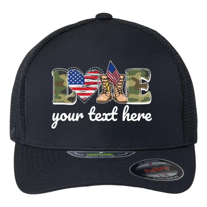 Custom Personalized Love Military Flexfit Unipanel Trucker Cap