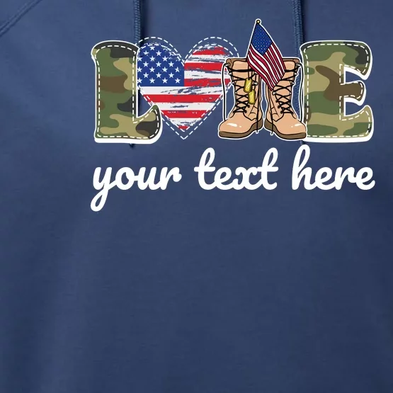 Custom Personalized Love Military Performance Fleece Hoodie