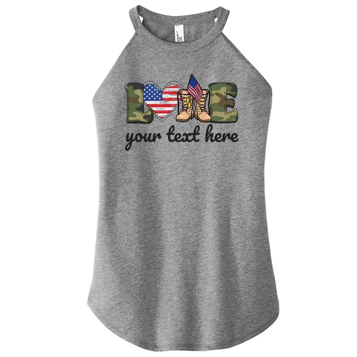 Custom Personalized Love Military Women’s Perfect Tri Rocker Tank